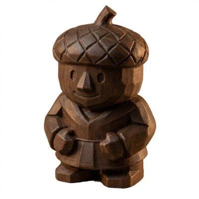 Wood Carved Acorn Figurine in Black Walnut Finish - 3D Printed in Canada (Black Walnut)