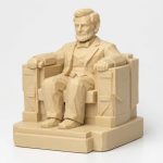 Wood Carved-Like Lincoln Memorial Figurine - Unique Desk Decor for Adults – 3D Printed in Canada - 3D Printed in Canada (White Oak)