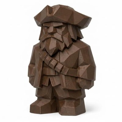 Wood Carved-Like Blackbeard Figurine - Unique Desk Decor for Adults – 3D Printed in Canada - 3D Printed in Canada (Black Walnut)