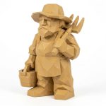 Wood Carved-Like Homesteader Figurine - Unique Desk Decor for Adults 3D Printed in Canada - 3D Printed in Canada (Classic Birch)