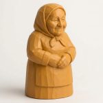 Wood Carved-Like Grandmother Figurine - Unique Desk Decor for Adults – 3D Printed in Canada - 3D Printed in Canada (Ochre Yellow)
