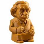Wood Carved Albert Einstein Figurine in Ochre Yellow Finish - 3D Printed in Canada (Ochre Yellow)