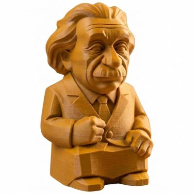 Wood Carved Albert Einstein Figurine in Ochre Yellow Finish - 3D Printed in Canada (Ochre Yellow)