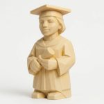 Wood Carved-Like Proud Graduate Figurine in White Oak Finish - 3D Printed in Canada (White Oak)