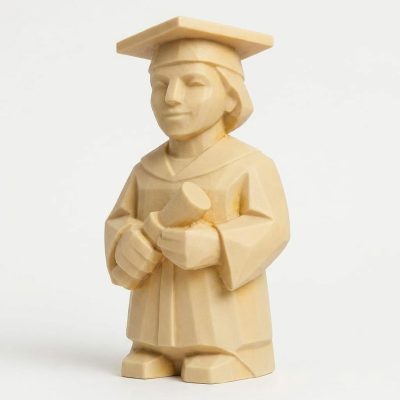 Wood Carved-Like Proud Graduate Figurine in White Oak Finish - 3D Printed in Canada (White Oak)