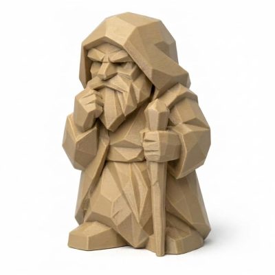Wood Carved-Like Wisdom Figurine - Unique Desk Decor for Adults 3D Printed in Canada - 3D Printed in Canada (Classic Birch)
