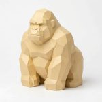 Wood Carved-Like Gorilla Figurine - Unique Desk Decor with Artisan Aesthetic - Gift for Adults – 3D Printed in Canada - 3D Printed in Canada (White Oak)