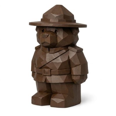 Wood Carved Canadian Bear Collectible Figurine in Black Walnut Finish - 3D Printed in Canada (Black Walnut)