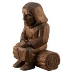 Wood Carved Hooded Monk Sitting on Fallen Log Figurine in Black Walnut Finish - 3D Printed in Canada (Black Walnut)