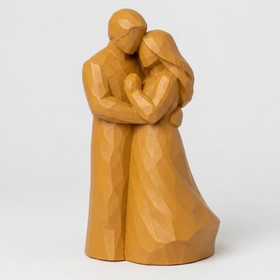 Wood Carved Everlasting Love Collectible Figurine in Ochre Yellow Finish - 3D Printed in Canada (Ochre Yellow)