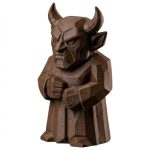 Wood Carved Demon Figurine in Black Walnut Finish - 3D Printed in Canada (Black Walnut)