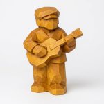 Wood Carved Guitar Player Collectible Figurine in Ochre Yellow Finish - 3D Printed in Canada (Ochre Yellow)