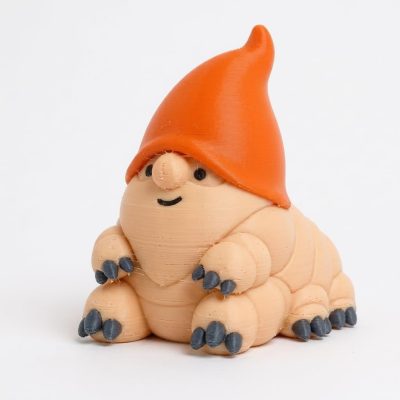 Tardigrade Gnome Collectible Figurine - Striking Orange-Hatted Desk Decor with Detailed Features for Nature Enthusiasts and Unique Gift Displays - 3D Printed in Canada