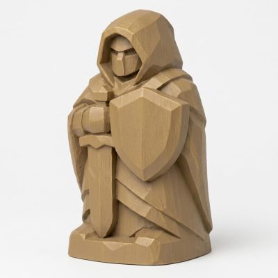 Wood Carved-Like Protector Figurine - Unique Desk Decor for Adults 3D Printed in Canada - 3D Printed in Canada (Classic Birch)
