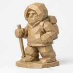 Wood Carved-Like Winter Hiker Figurine - Unique Desk Decor for Adults 3D Printed in Canada - 3D Printed in Canada (Classic Birch)