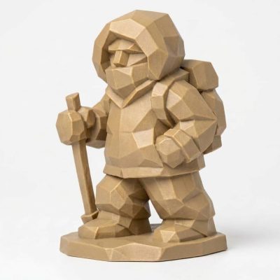 Wood Carved-Like Winter Hiker Figurine - Unique Desk Decor for Adults 3D Printed in Canada - 3D Printed in Canada (Classic Birch)