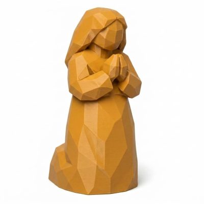Wood Carved-Like Hope Figurine in Ochre Yellow Finish - 3D Printed in Canada (Ochre Yellow)