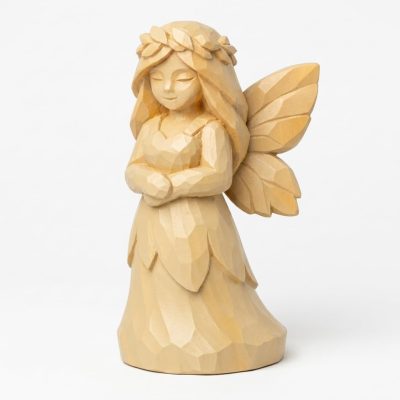 Wood Carved Forest Fairy Collectible Figurine in White Oak Finish - 3D Printed in Canada (White Oak)