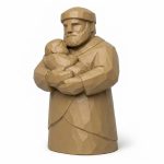 Wood Carved-Like Proud Father Figurine - Unique Desk Decor for Adults 3D Printed in Canada - 3D Printed in Canada (Classic Birch)