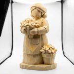 Wood Carved-Like Florist Figurine - Unique Desk Decor for Adults - 3D Printed in Canada (White Oak)