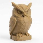 Wood Carved-Like Great Horned Owl Figurine - Unique Desk Decor for Adults 3D Printed in Canada - 3D Printed in Canada (Classic Birch)