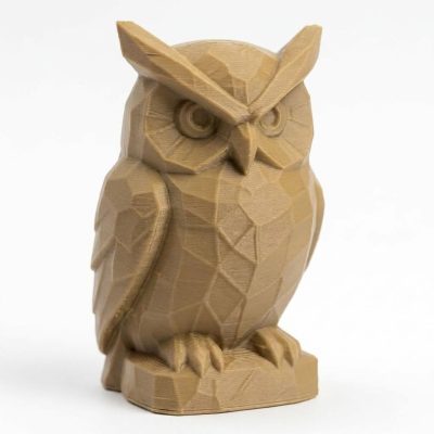Wood Carved-Like Great Horned Owl Figurine - Unique Desk Decor for Adults 3D Printed in Canada - 3D Printed in Canada (Classic Birch)