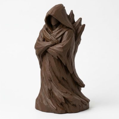 Wood-Carved Driftwood Form Collectible Figurine in Black Walnut Finish - 3D Printed in Canada (Black Walnut)