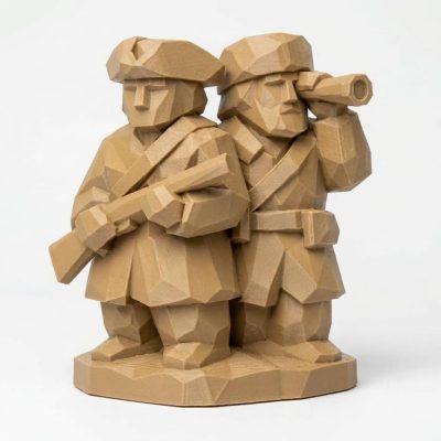 Wood Carved-Like Lewis and Clark Figurine - Unique Desk Decor for Adults 3D Printed in Canada - 3D Printed in Canada (Classic Birch)