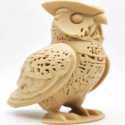 Wood-Carved Fox Figurine in White Oak Finish - 3D Printed in Canada (White Oak)