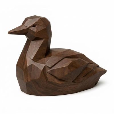 Wood Carved Canadian Loon Collectible Figurine in Black Walnut Finish - 3D Printed in Canada (Black Walnut)