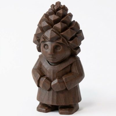 Wood Carved Pine Cone Figurine in Black Walnut Finish - 3D Printed in Canada (Black Walnut)