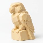 Wood Carved-Like Parrot Figurine - Unique Desk Decor for Adults – 3D Printed in Canada - 3D Printed in Canada (White Oak)