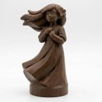 Wood Carved-Like Summer Breeze Figurine - Unique Desk Decor for Adults – 3D Printed in Canada - 3D Printed in Canada (Black Walnut)