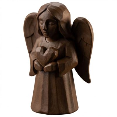 Wood Carved Angel of Everlasting Love Figurine in Black Walnut Finish - 3D Printed in Canada (Black Walnut)