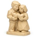 Wood Carved-Like Two Hearts Figurine - Unique Desk Decor and Gift for Adults – 3D Printed in Canada - 3D Printed in Canada (White Oak)