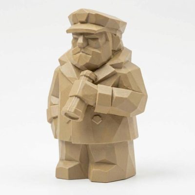 Wood Carved-Like Captain Figurine - Unique Desk Decor for Adults 3D Printed in Canada - 3D Printed in Canada (Classic Birch)