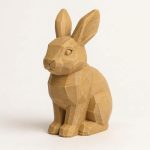 Wood Carved Bunny Figurine