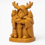 Wood Carved Guardian of the Forest Collectible Figurine in Ochre Yellow Finish - 3D Printed in Canada (Ochre Yellow)
