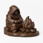 Wood Carved Fireside Collectible Figurine in Black Walnut Finish - 3D Printed in Canada (Black Walnut) — 3D Printed Wood Carved by 3DCentral