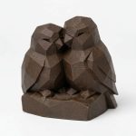 Wood Carved-Like Love Birds Figurine - Unique Desk Decor for Adults – 3D Printed in Canada - 3D Printed in Canada (Black Walnut)