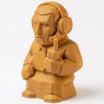 Wood Carved Air Traffic Controller Figurine in Ochre Yellow Finish - 3D Printed in Canada (Ochre Yellow)
