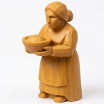 Wood Carved Woman Sunday Dinner Figurine in Ochre Yellow Finish - 3D Printed in Canada (Ochre Yellow)