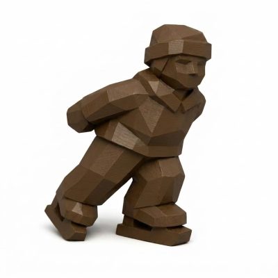 Wood-Carved-Like Ice Skater Collectible Figurine - Unique Desk Decor for Adults – 3D Printed in Canada - 3D Printed in Canada (Black Walnut)
