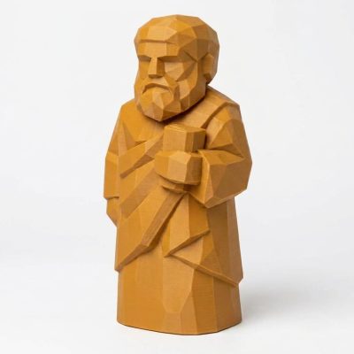 Wood Carved-Like Plato Figurine in Ochre Yellow Finish - Unique Desk Decor for Adults - 3D Printed in Canada (Ochre Yellow)