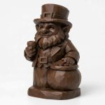 Wood Carved-Like Leprechaun Figurine - Unique Desk Decor for Adults – 3D Printed in Canada - 3D Printed in Canada (Black Walnut)