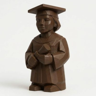 Wood Carved-Like Proud Graduate Figurine in Black Walnut Finish - 3D Printed in Canada (Black Walnut)