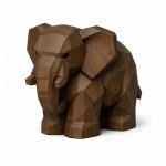 Wood Carved Elephant Collectible Figurine in Black Walnut Finish - 3D Printed in Canada (Black Walnut)