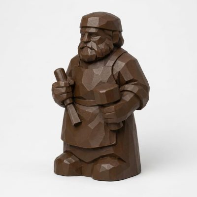 Wood Carved Craftsperson Collectible Figurine in Black Walnut Finish - 3D Printed in Canada (Black Walnut)