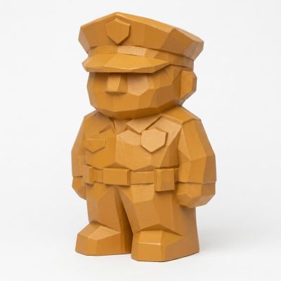 Wood Carved Police Officer Collectible Figurine in Ochre Yellow Finish - 3D Printed in Canada (Ochre Yellow)