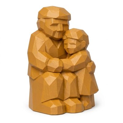 Wood Carved Grandparent and Collectible Figurine in Ochre Yellow Finish - 3D Printed in Canada (Ochre Yellow)